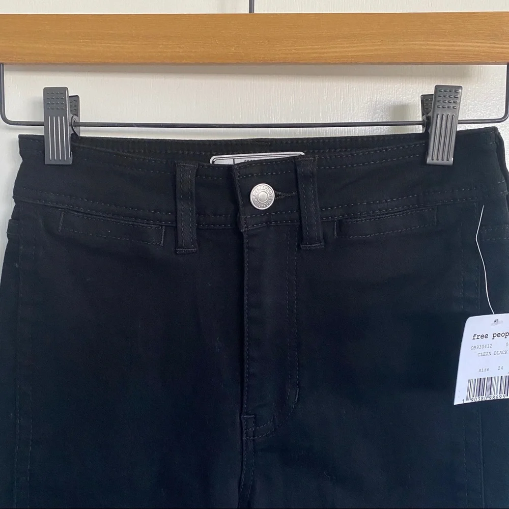 Free People Black Denim Bermuda Shorts, NWT